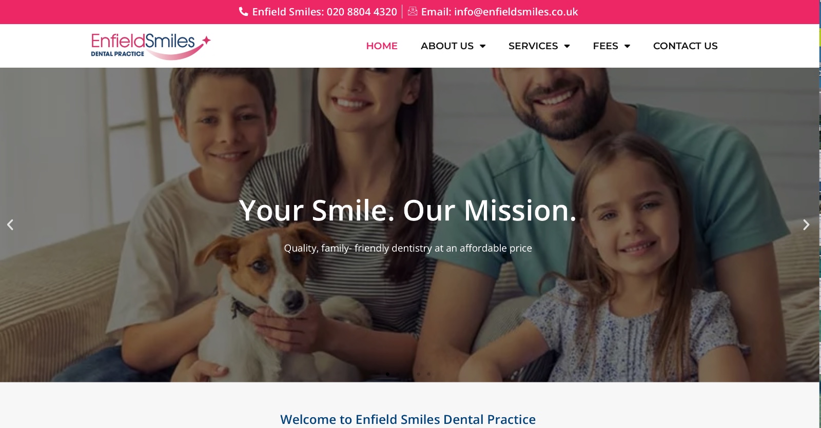 The old Enfield Smiles site, its footer still stamped 2022